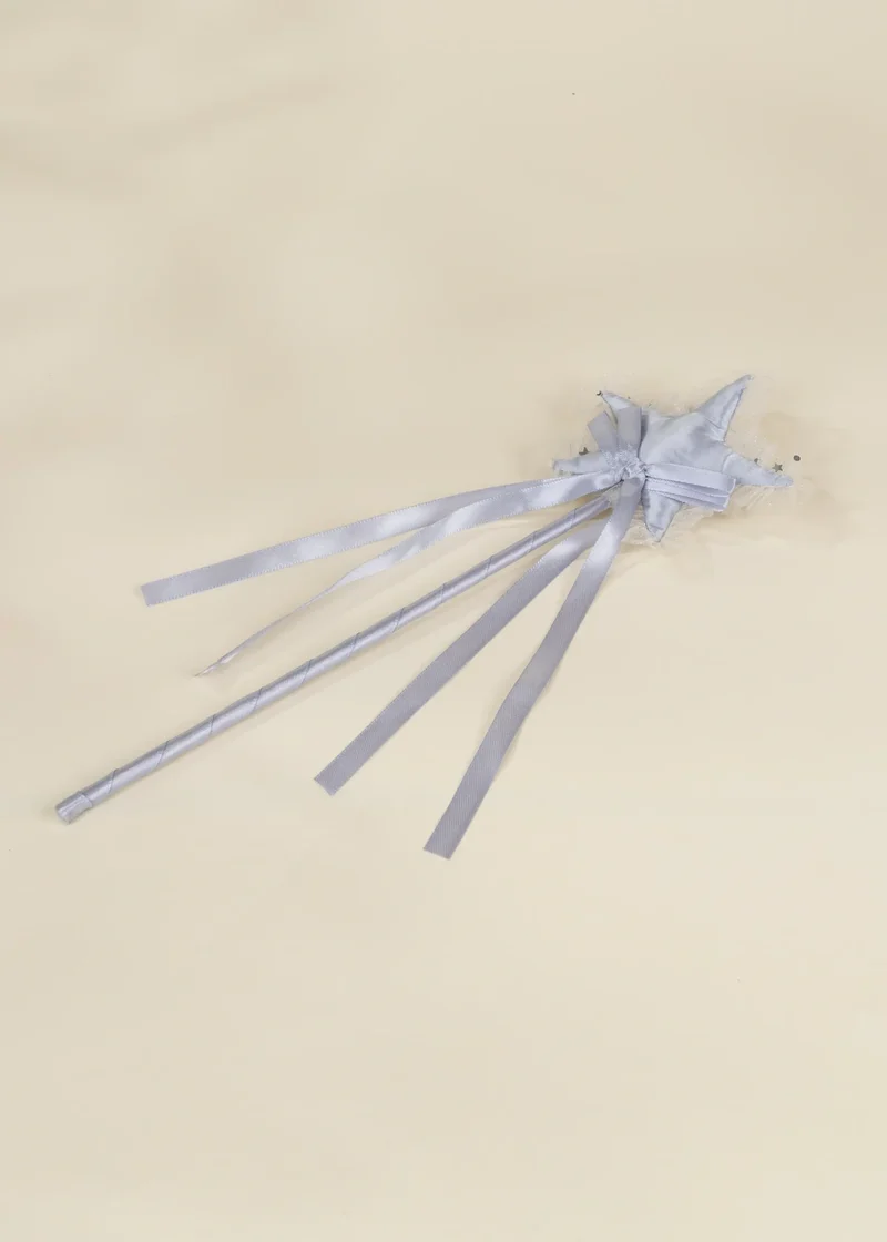 Role Play Dress-Up Silver Star Wand with Frill