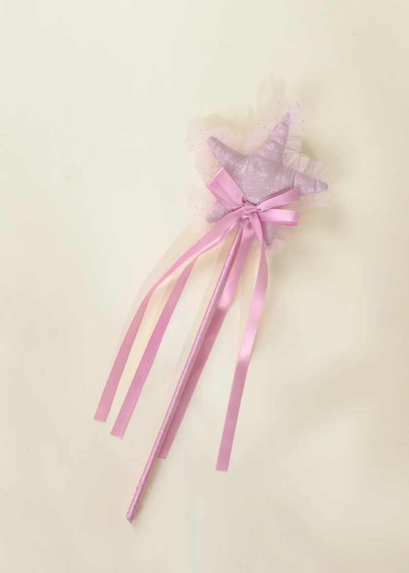 Role Play Dress-Up Pink Star Wand with Frill