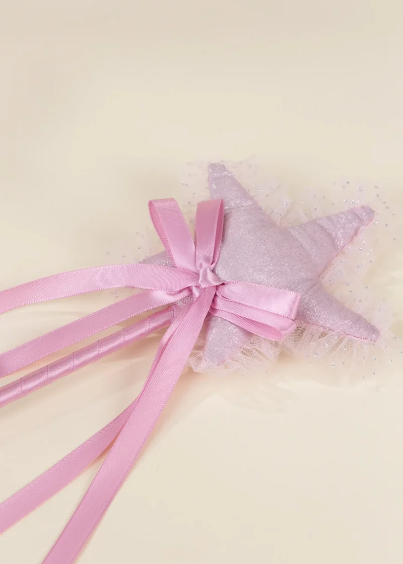 Role Play Dress-Up Pink Star Wand with Frill