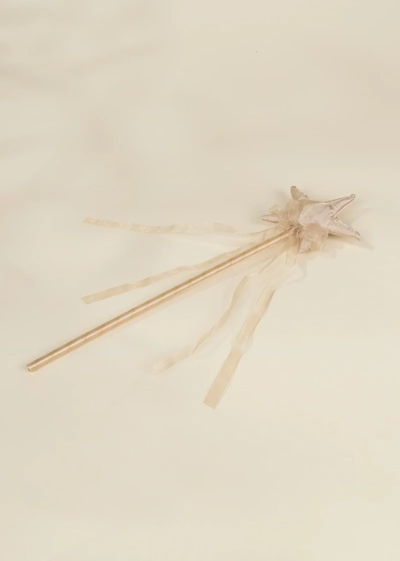 Role Play Dress-Up Light Gold Star Wand with Ribbon