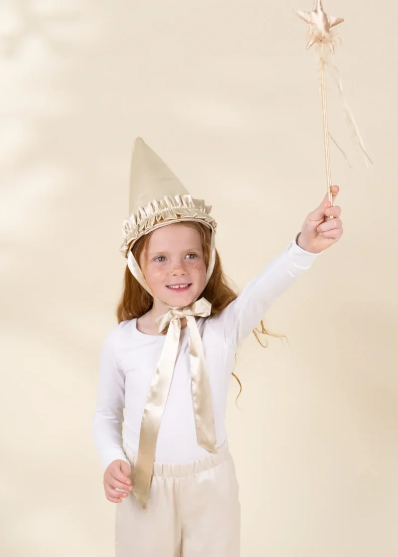 Role Play Dress-Up Light Gold Star Wand with Ribbon