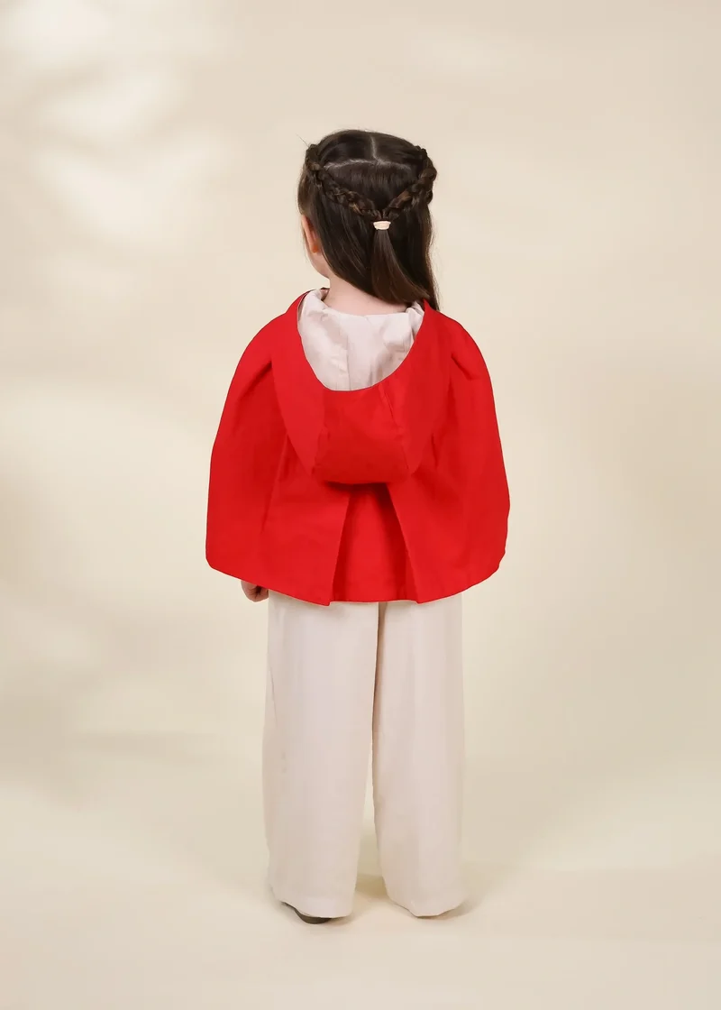 Role Play Dress-Up Red Cotton Twill Cape with Bow