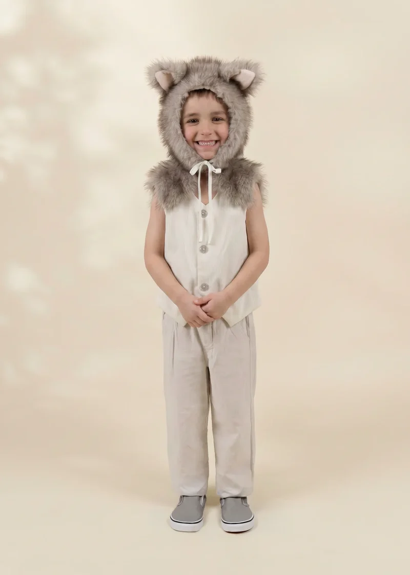 Role Play Dress-Up Wolf Fur Hat & Tail Set