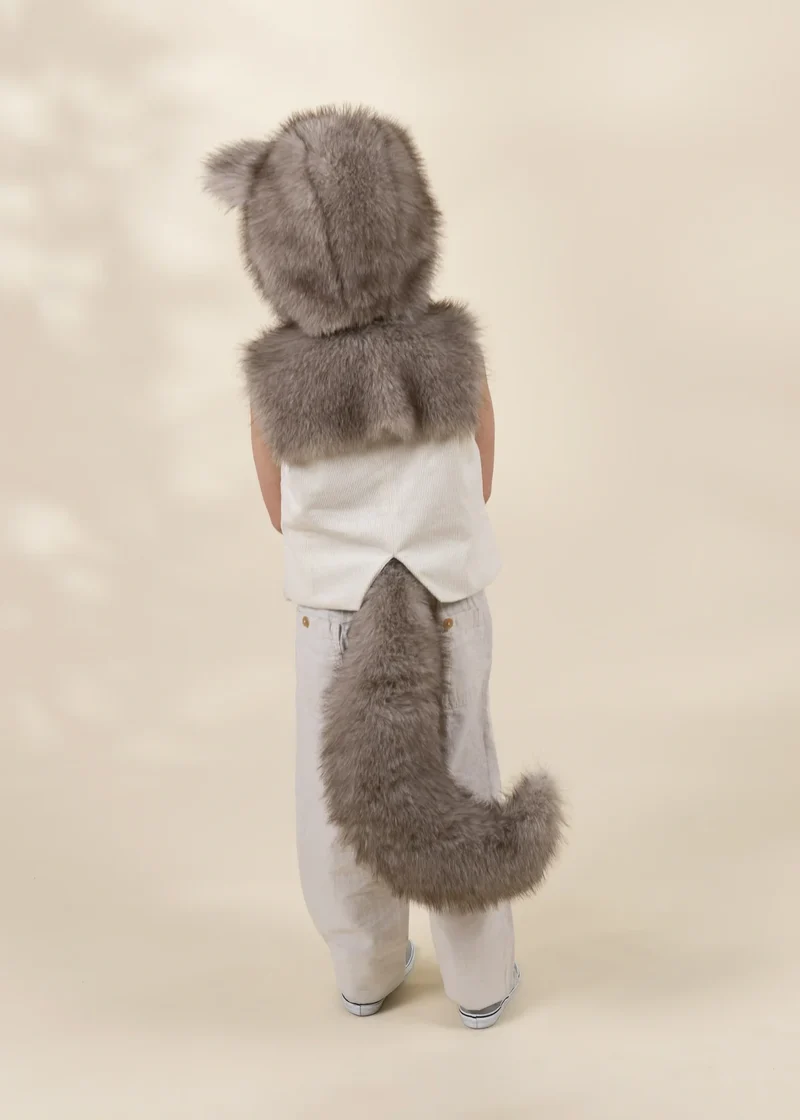 Role Play Dress-Up Wolf Fur Hat & Tail Set