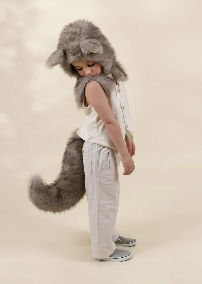 Role Play Dress-Up Wolf Fur Hat & Tail Set
