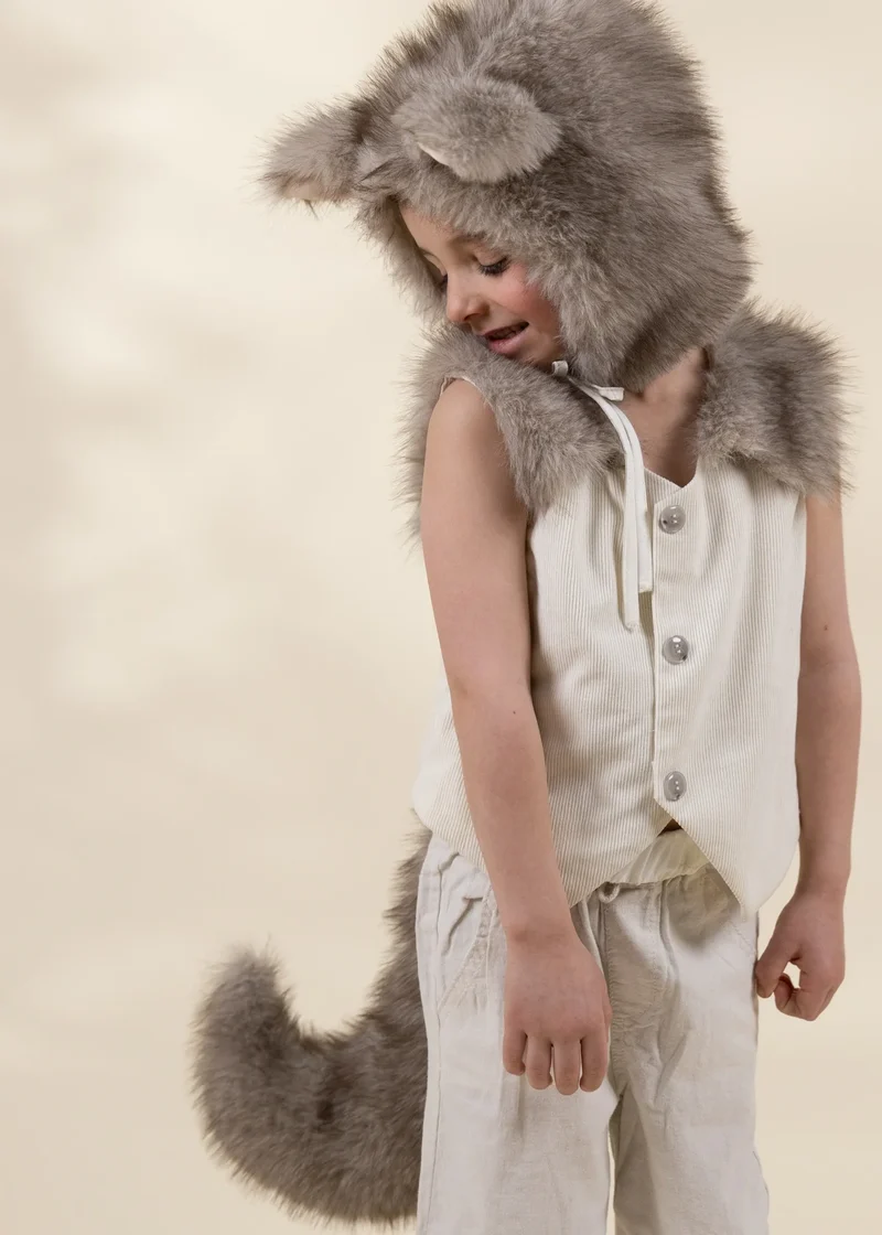 Role Play Dress-Up Wolf Fur Hat & Tail Set