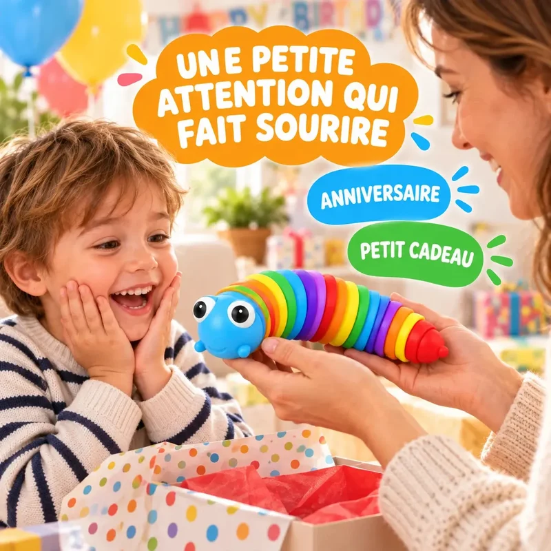 Chenille Sensorielle Arc-en-Ciel - Jouet Anti-Stress Articulé pour Enfant