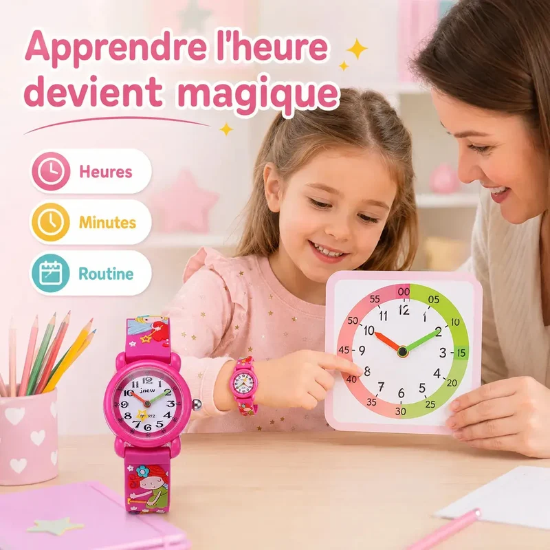 Montre Fée Enfant - Bracelet 3D & Apprendre l'Heure