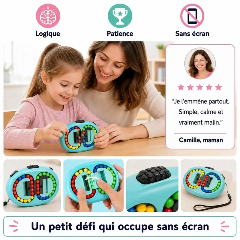 Casse-Tête de Poche à Billes 4 Couleurs – Jeu de Logique Double Face pour Enfant