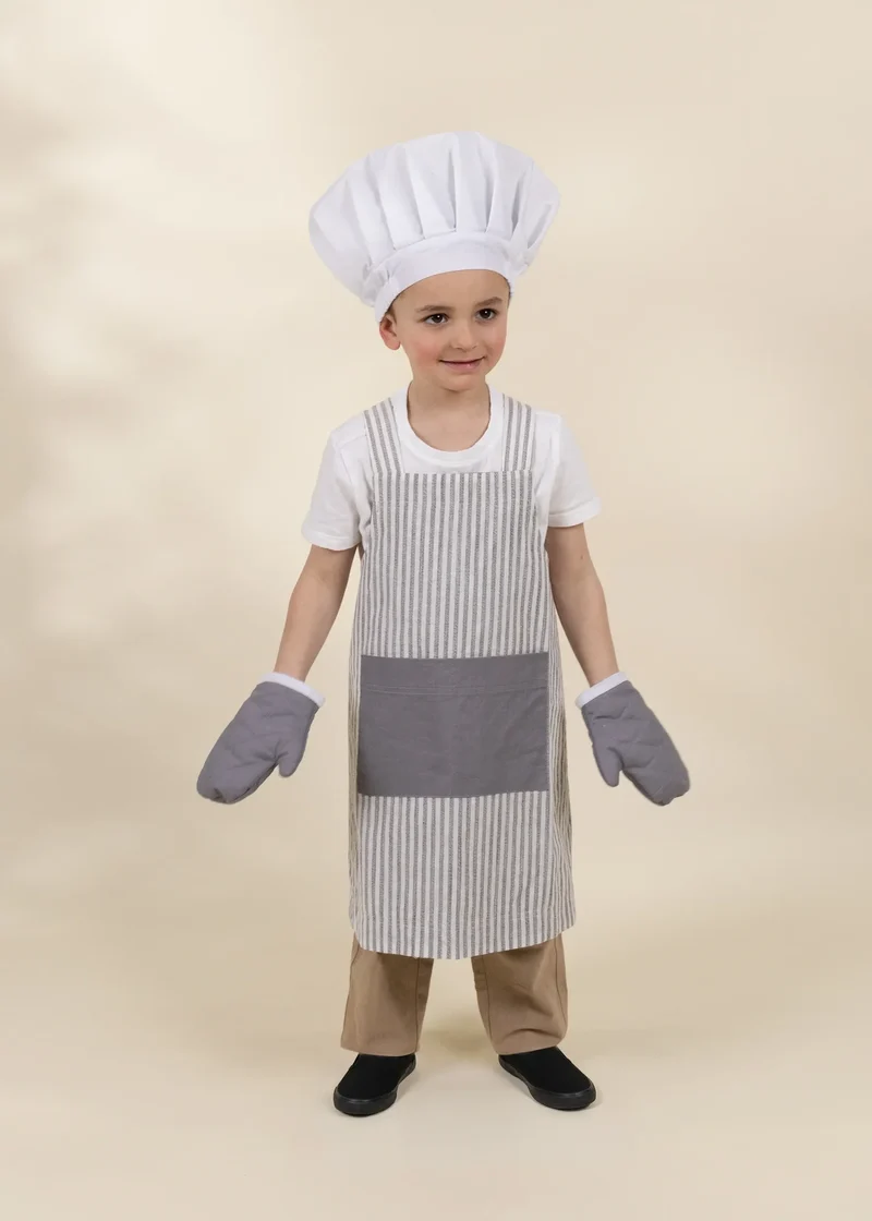 Chef Play Costume with Apron, Hat & Oven Mitts