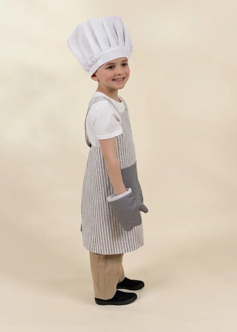 Chef Play Costume with Apron, Hat & Oven Mitts