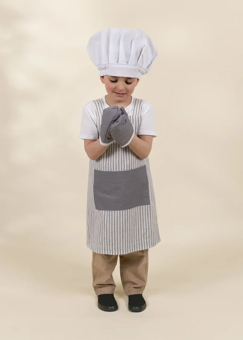 Chef Play Costume with Apron, Hat & Oven Mitts