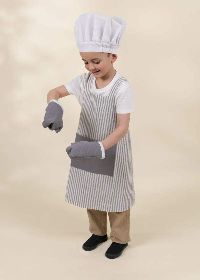 Chef Play Costume with Apron, Hat & Oven Mitts