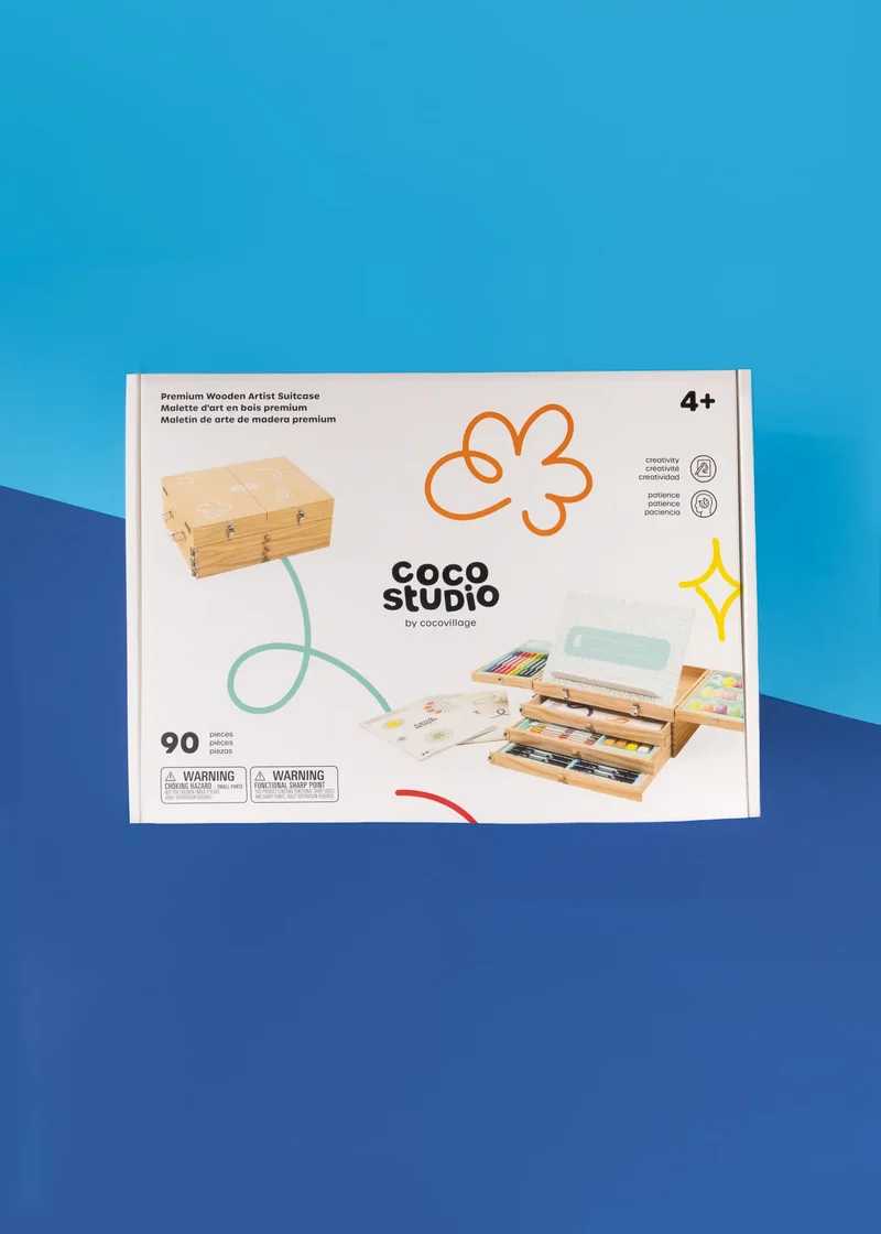 90-Piece Premium Wooden Artist Suitcase