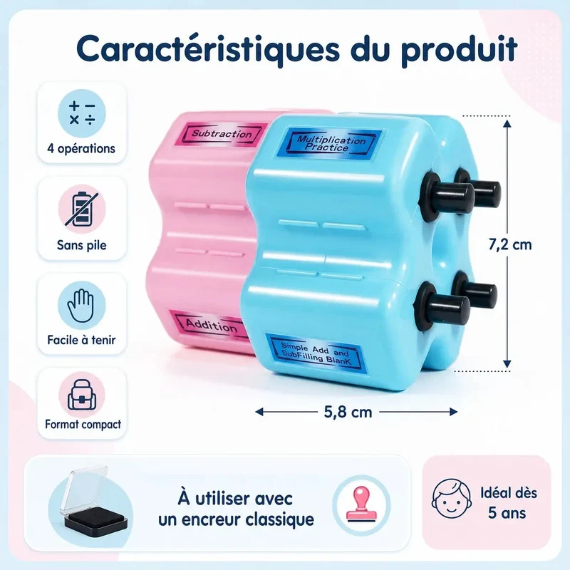 Tampon de Calcul Mental Enfant 4-en-1 – Dès 5 Ans