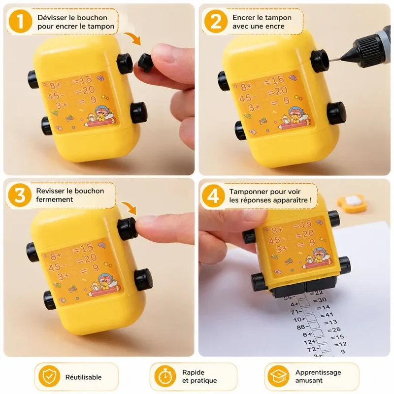 Table de Multiplication CE1 – Tampon Rotatif 4 Opérations – Dès 6 Ans