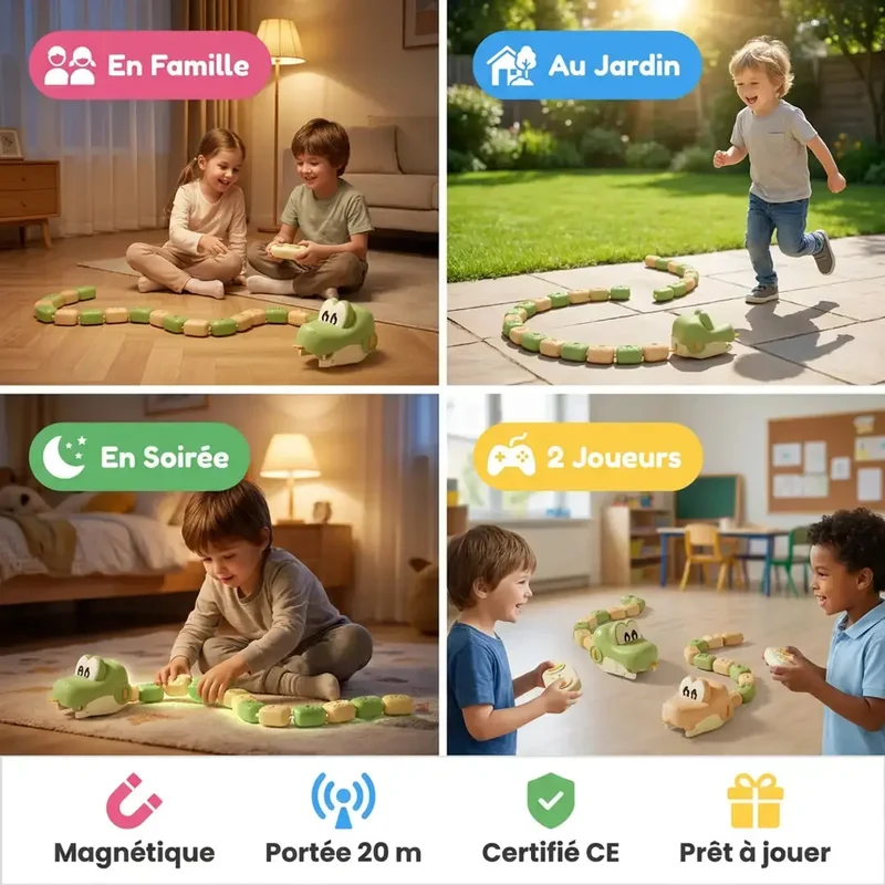 Serpent Télécommandé RC Magnétique – Jeu Enfant Dès 3 Ans