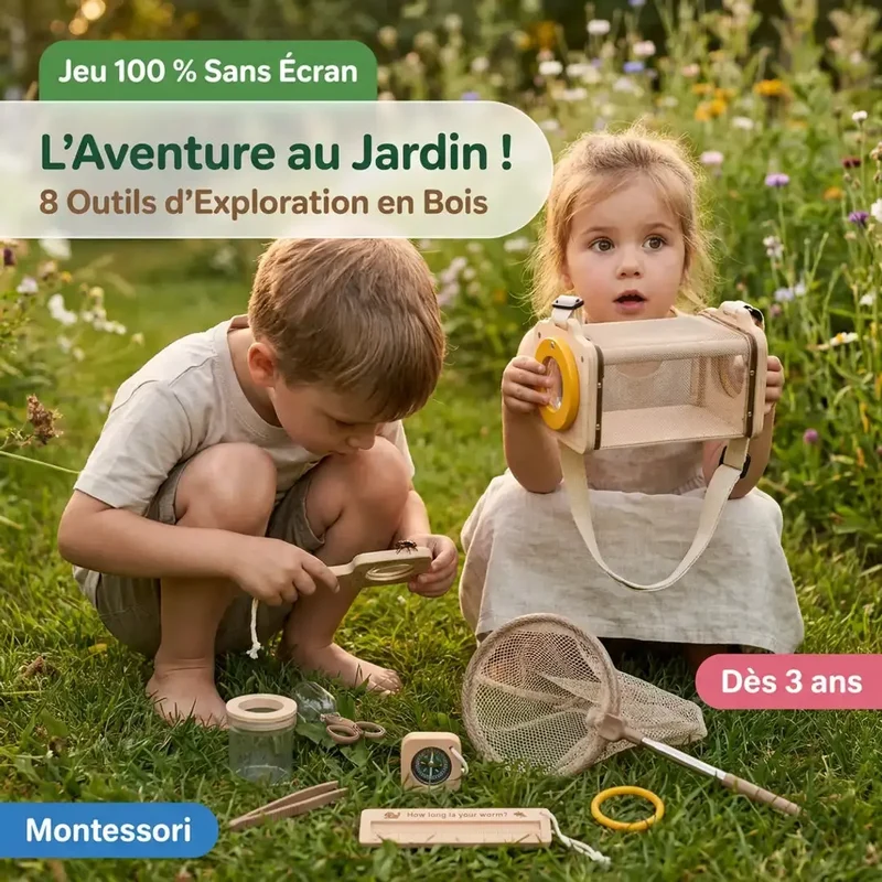 Kit Insectes Enfant en Bois – 8 Outils Montessori Nature