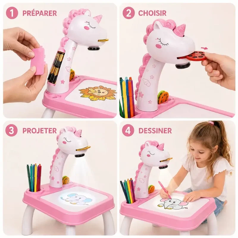 Projecteur Dessin Enfant – Mini-Table LED & 24 Modèles Créatifs