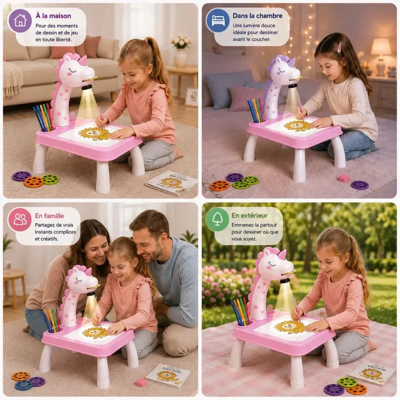 Projecteur Dessin Enfant – Mini-Table LED & 24 Modèles Créatifs