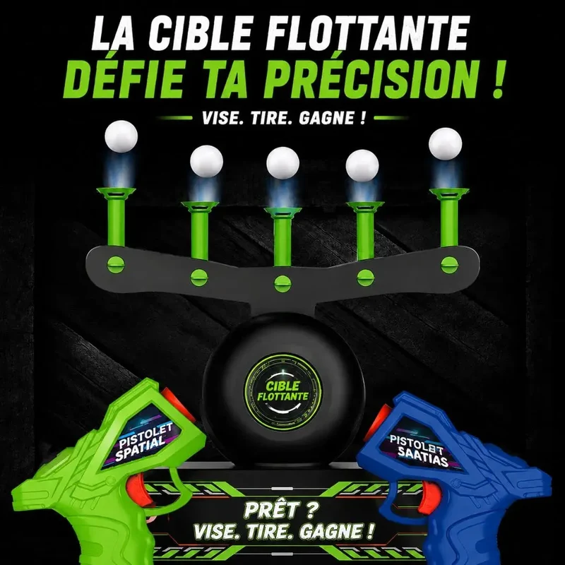 Jeu de Tir Enfant Cible Flottante – Balles en Lévitation Néon