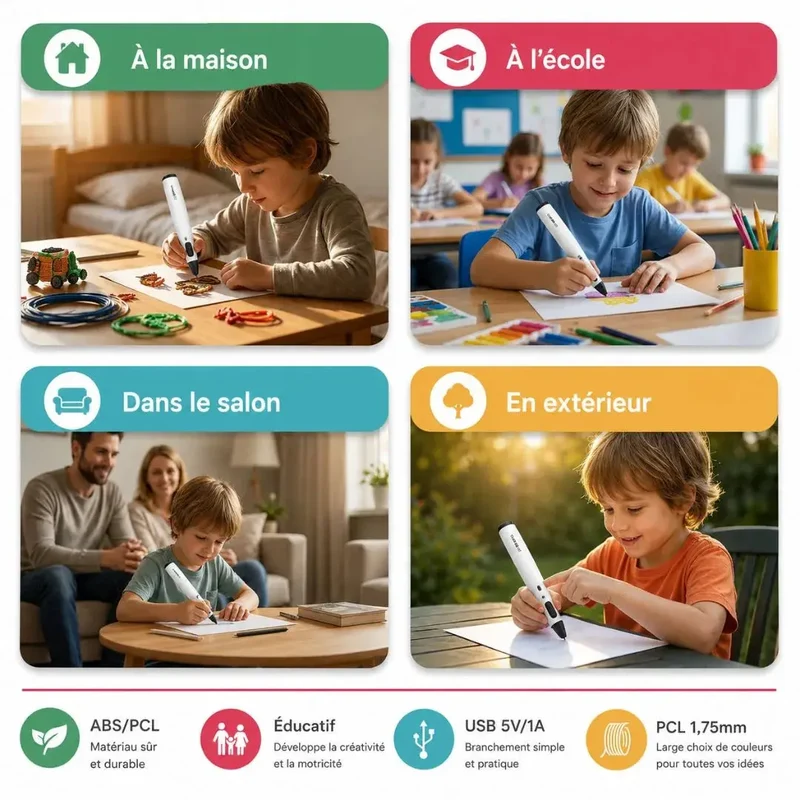 Stylo Impression 3D dès 8 ans – Basse Température Sécurisé Enfant