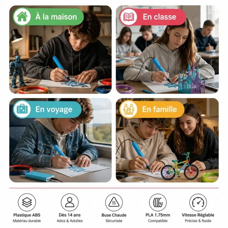 Stylo 3D Professionnel dès 14 ans – Semi-Automatique Précision