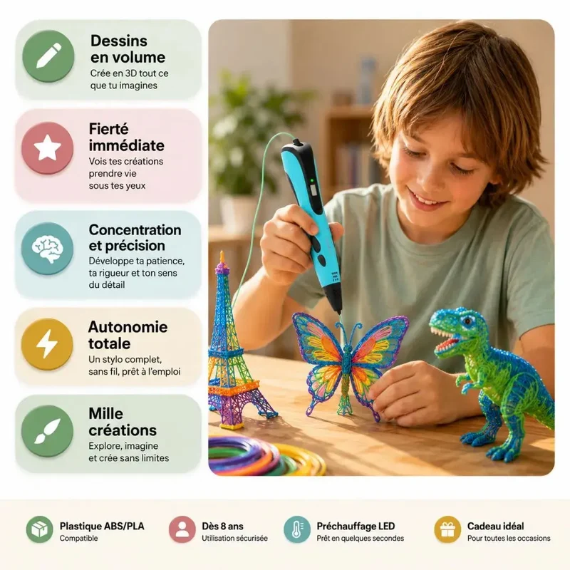 Impression 3d stylo dès 10 ans – Kit Créatif Haute Précision