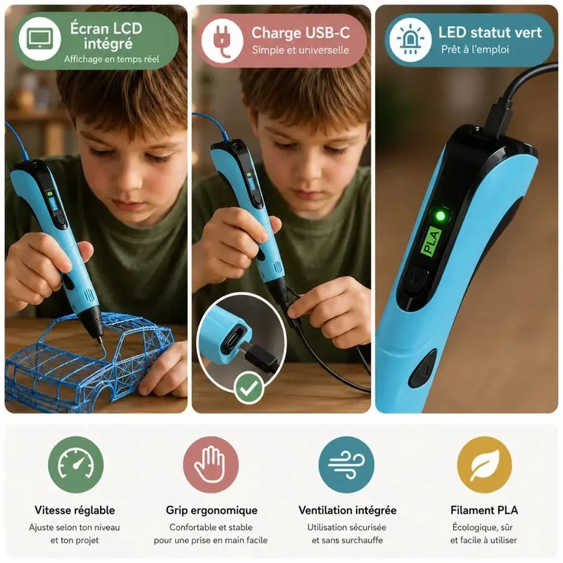 Impression 3d stylo dès 10 ans – Kit Créatif Haute Précision
