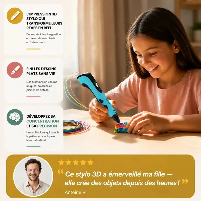 Impression 3d stylo dès 10 ans – Kit Créatif Haute Précision