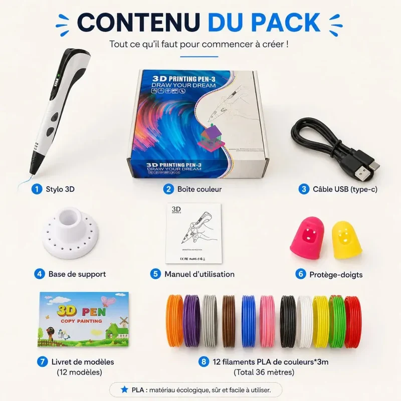 Impression 3d stylo dès 10 ans – Kit Créatif Haute Précision