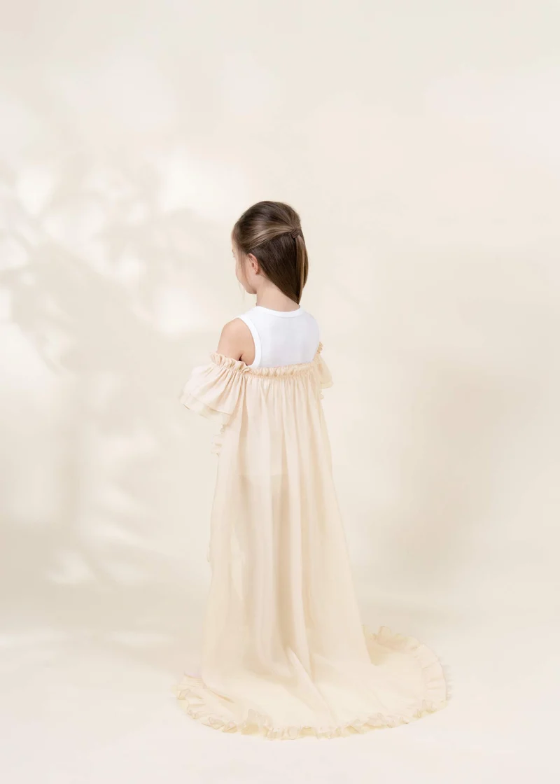 Role Play Dress-Up Cream Long Sheer Cape