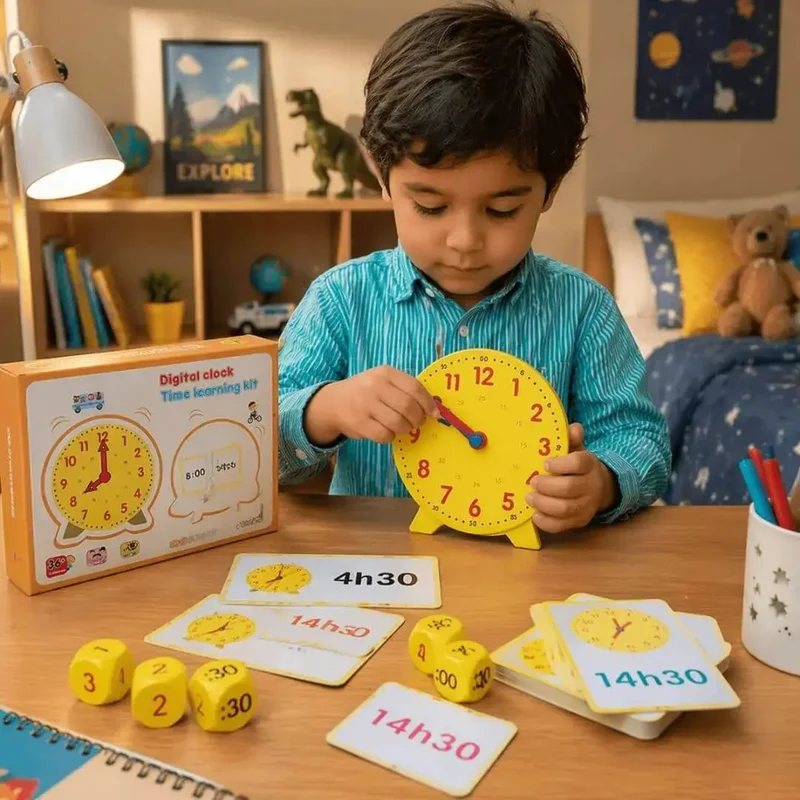 Horloge Éducative Enfant – Kit Montessori – Cartes Puzzle – Dès 3 Ans