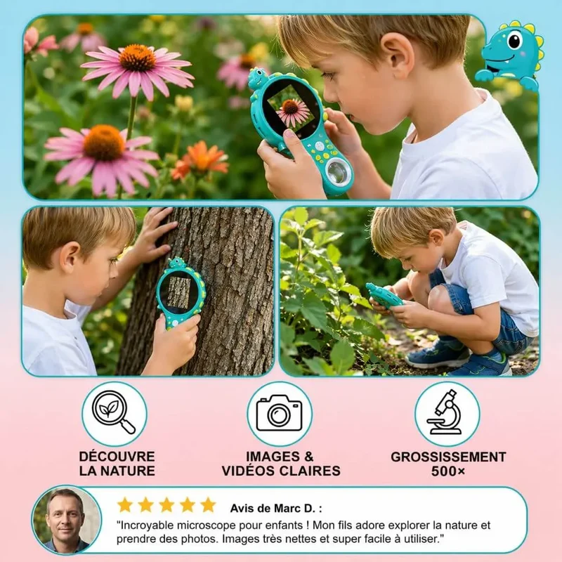 Microscope Portable Enfant – Écran HD – Zoom x500 – Dès 6 Ans