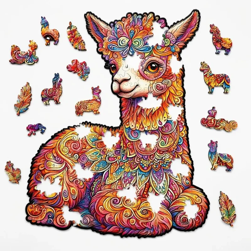 Puzzle Bois Lama Coloré