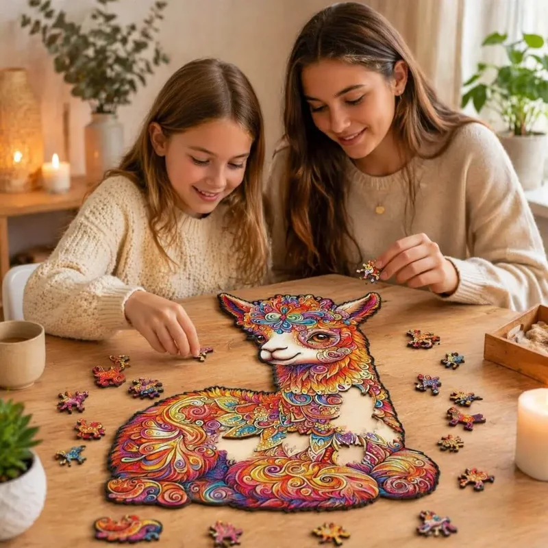 Puzzle Bois Lama Coloré