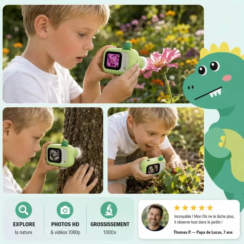 Microscope Camera Enfant 3en1 – 1000x – HD 1080P – Dès 4 Ans
