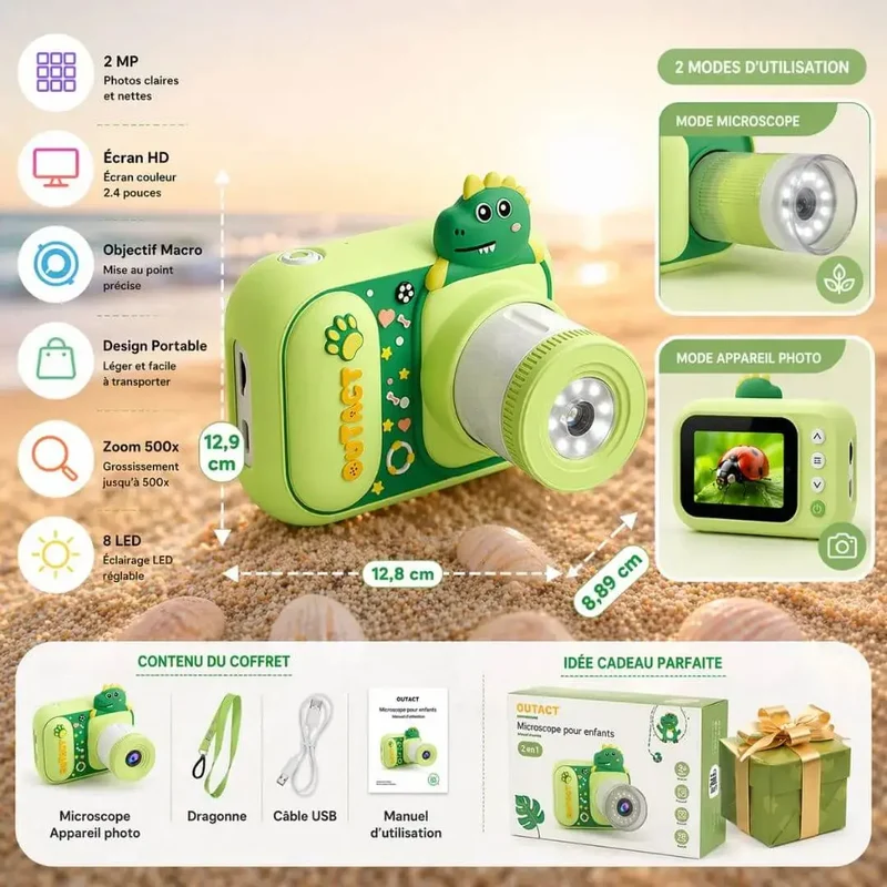 Microscope Camera Enfant 3en1 – 1000x – HD 1080P – Dès 4 Ans