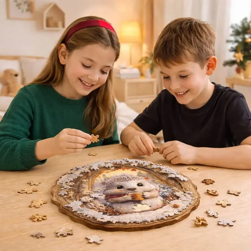 Puzzle Bois Hérisson Forêt Enchantée