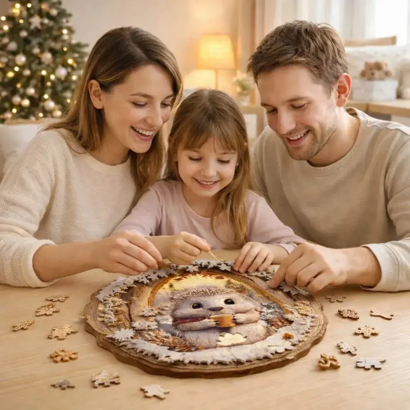 Puzzle Bois Hérisson Forêt Enchantée