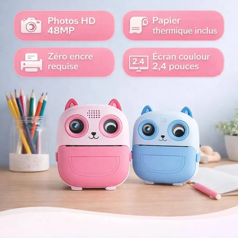 Appareil Photo Enfant Instantané – 48MP – Impression Thermique