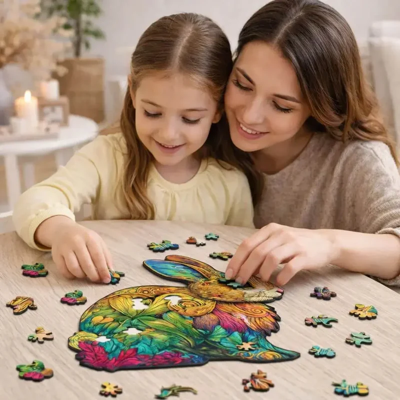 Puzzle Lapin en Bois Coloré