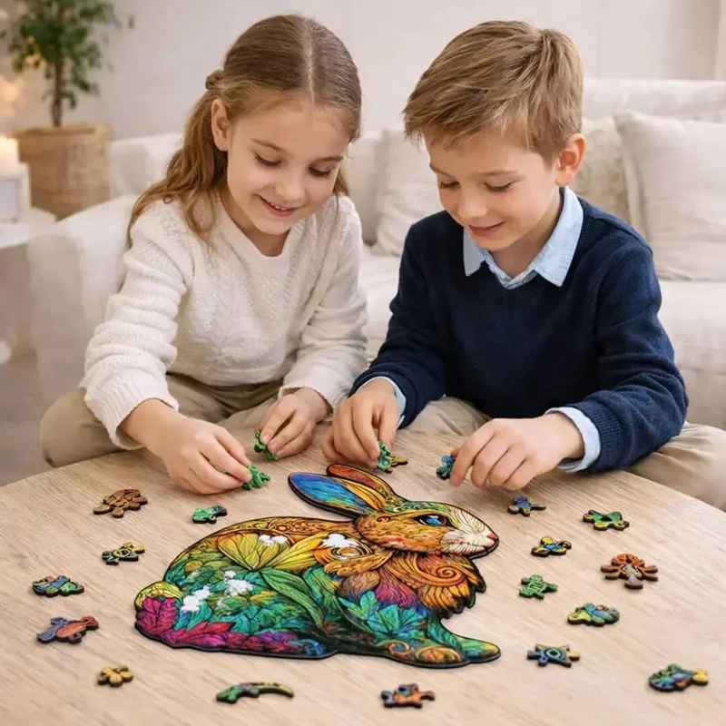 Puzzle Lapin en Bois Coloré