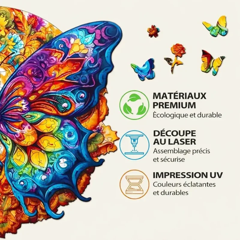 Puzzle Papillon en Bois Artistique