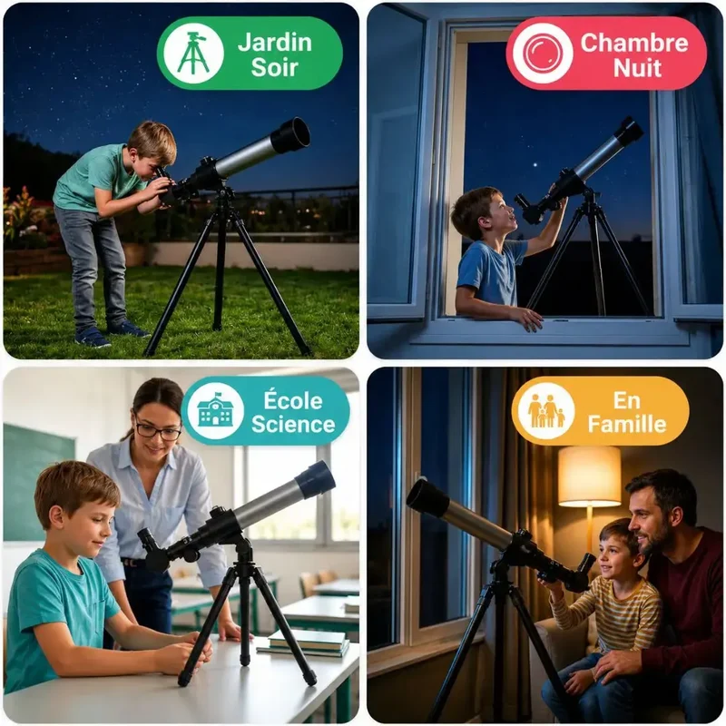 Télescope Enfant – Réfracteur Astronomique Multi-Grossissements Trépied 360°