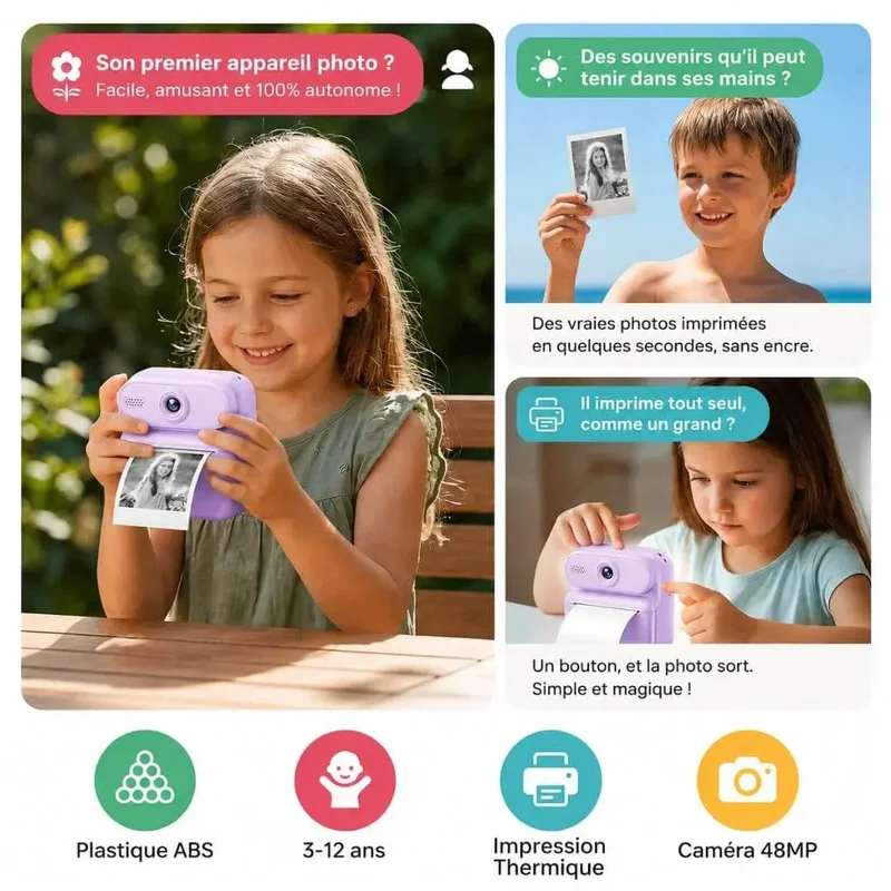Appareil Photo Enfant Instantané – Impression Thermique