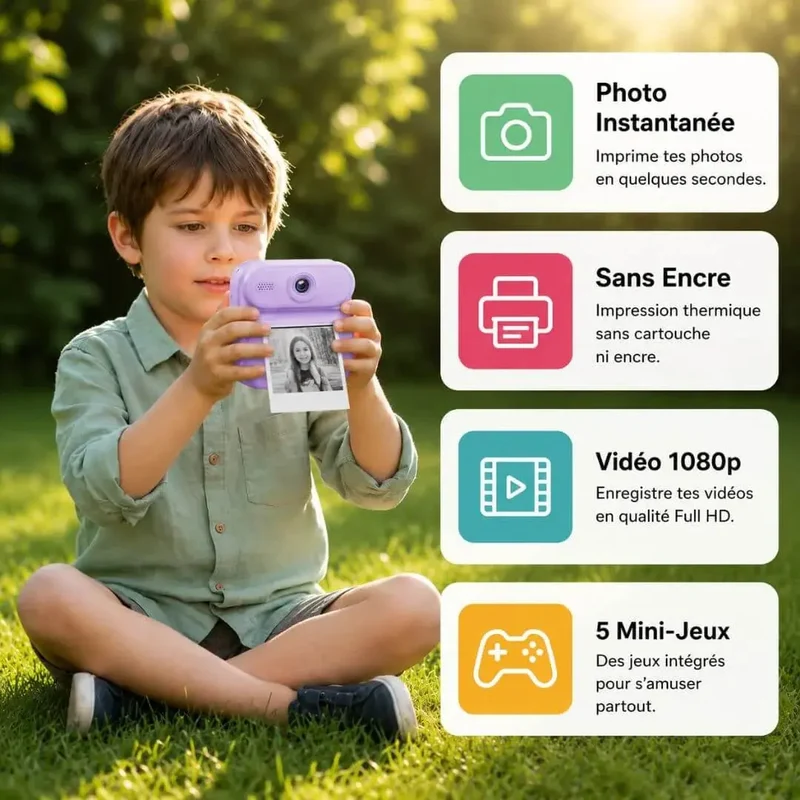 Appareil Photo Enfant Instantané – Impression Thermique