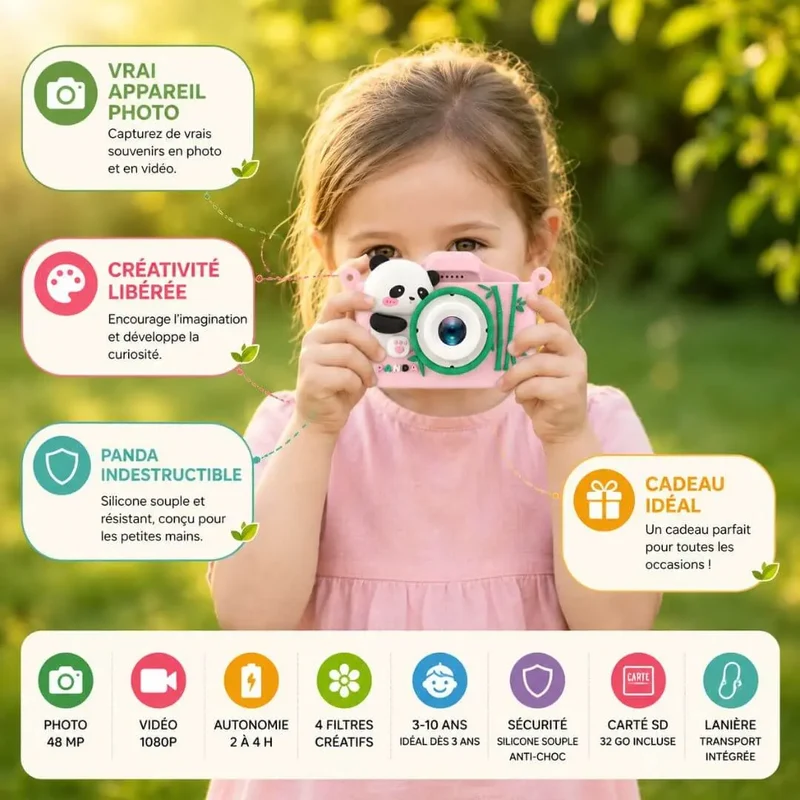 Appareil Photo Jouet Enfant – Design Panda Anti-Choc