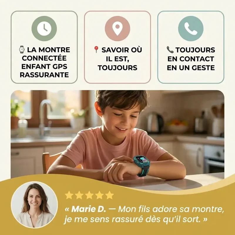 Montre Connectée Enfant GPS – Appels SIM, Caméra & Géoloc