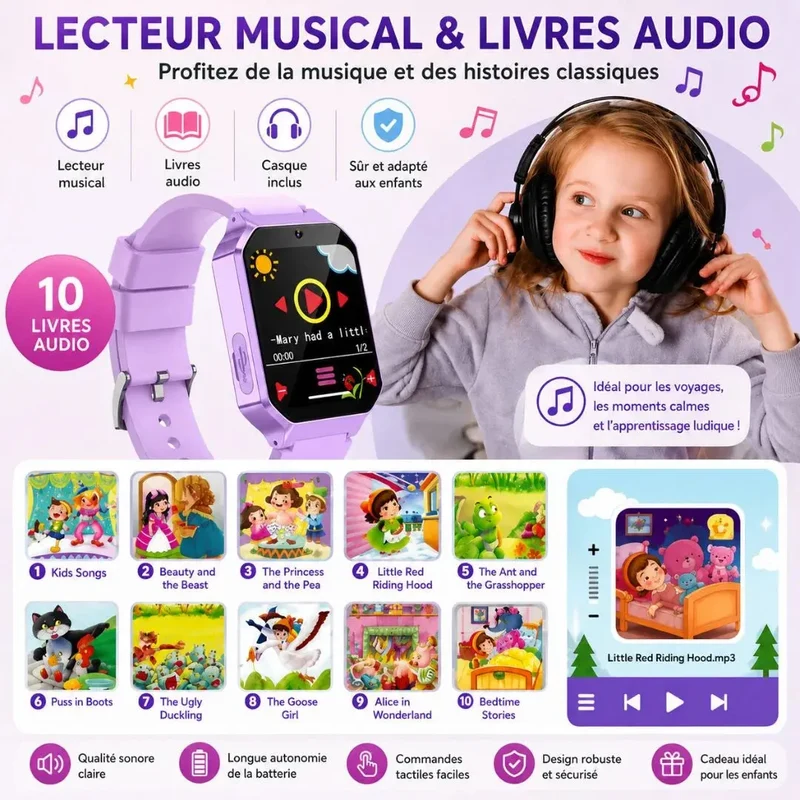 Montre Intelligente Enfant – Écran Tactile HD 26 Jeux & IP67